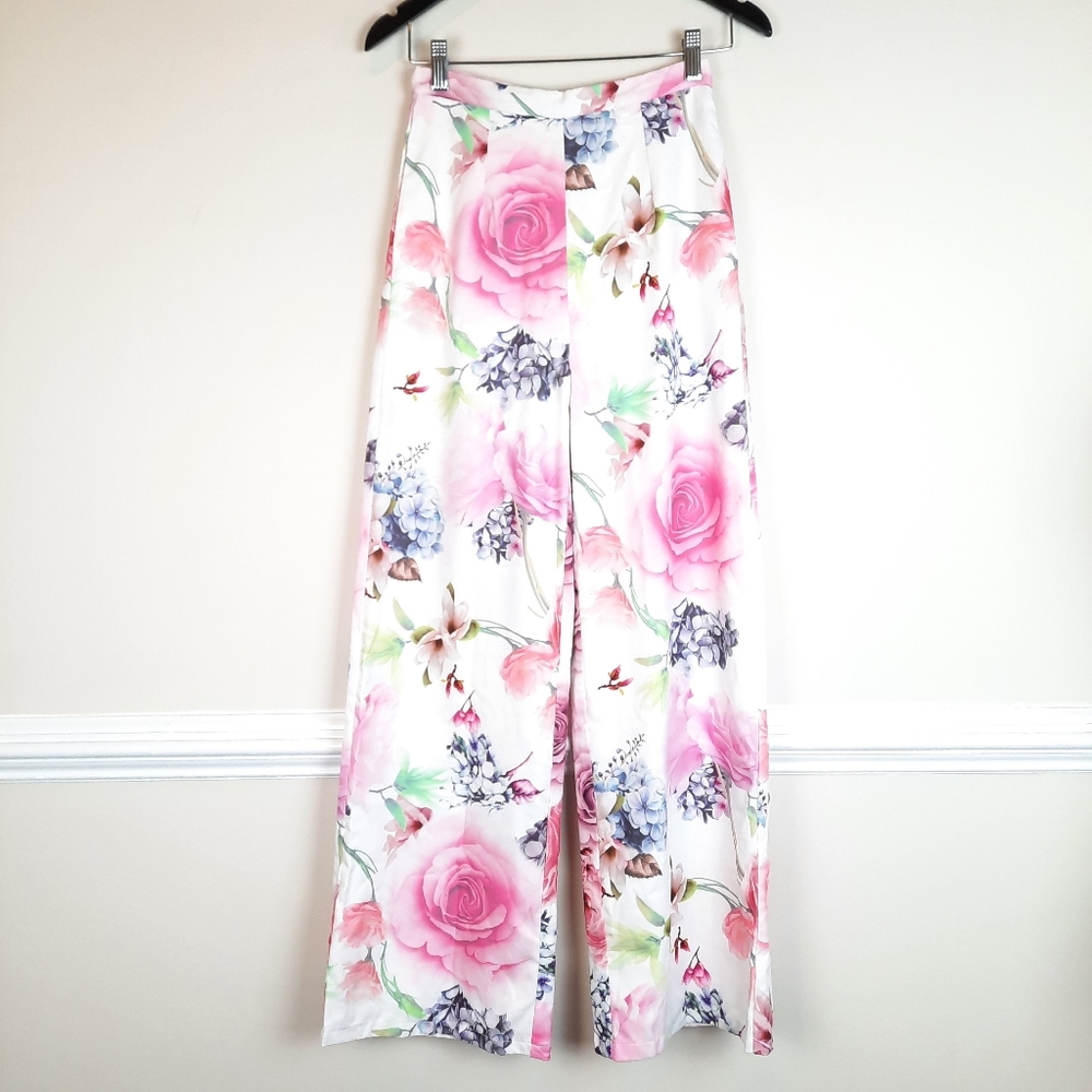 Fashion Nova High Waist Floral Wide Leg Pants 0118